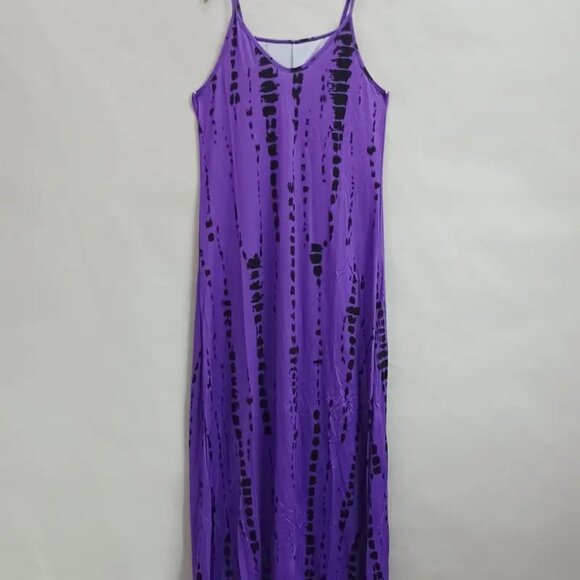 6X 5X 4X 3X Plus Size Tie Dye Sleeveless Maxi Dress - Picture 3 of 3